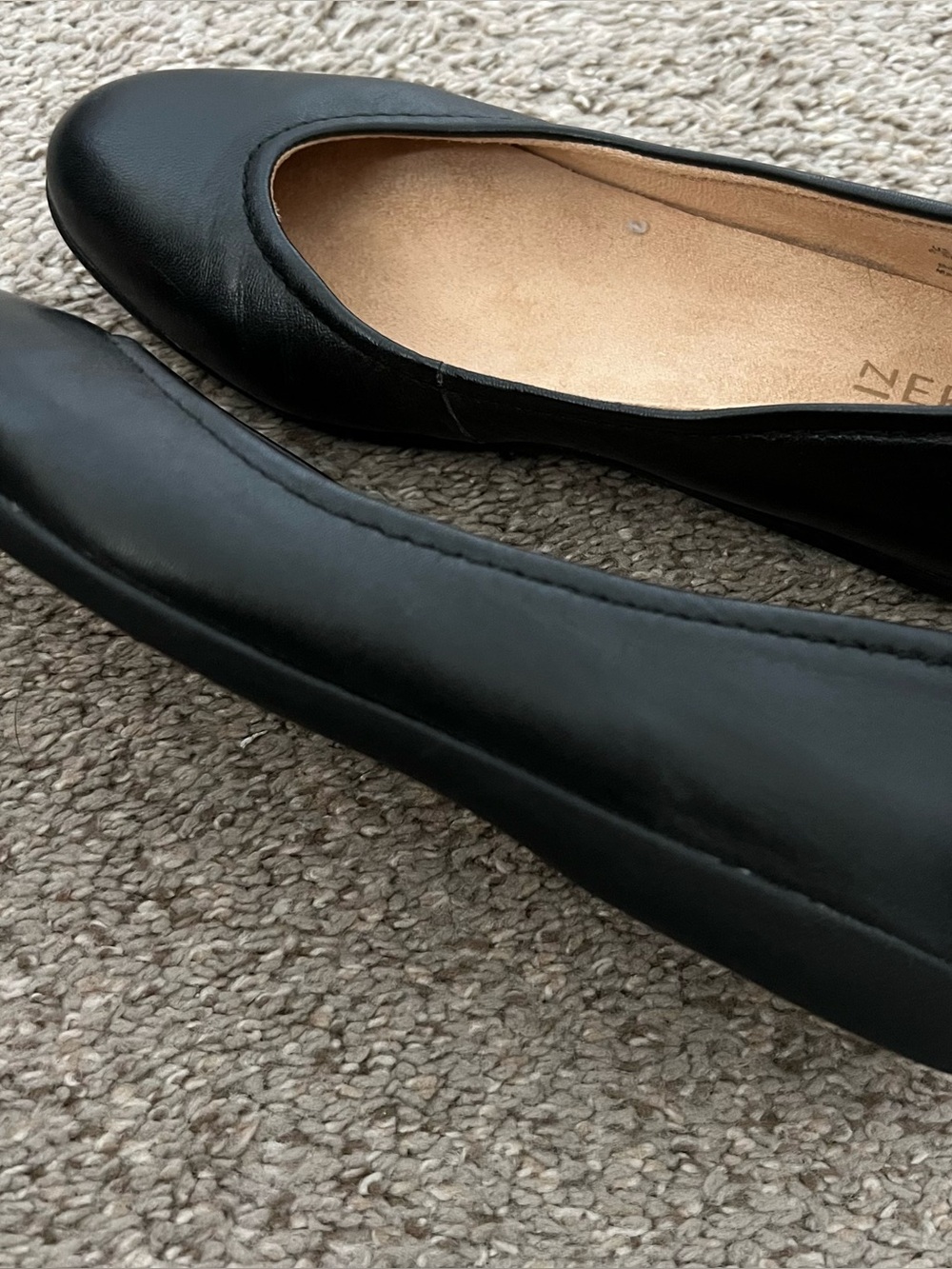 Naturalizer Vivienne Black Leather Rounded Toe Flats Size 6.5 - Picture 7 of 14